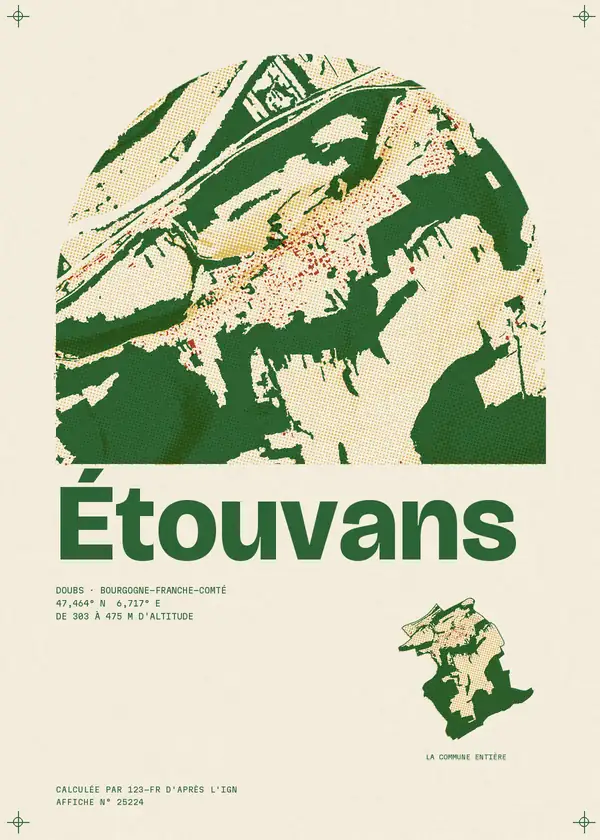 Affiche de Étouvans, calculée par 123-fr d'après l'IGN