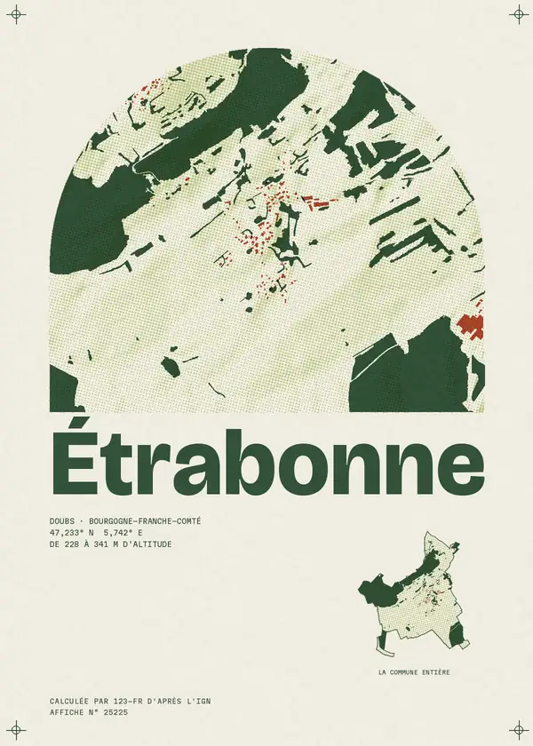 Affiche de Étrabonne, calculée par 123-fr d'après l'IGN