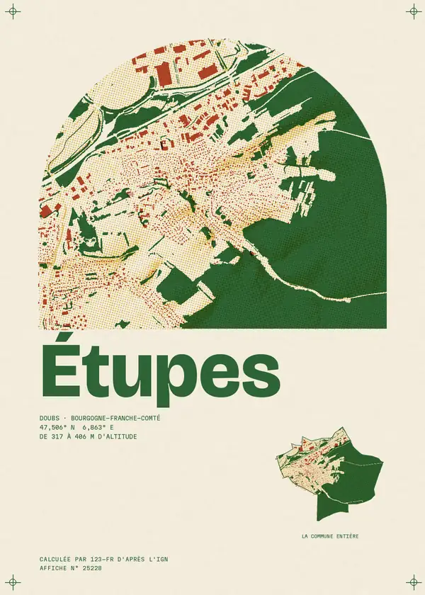 Affiche de Étupes, calculée par 123-fr d'après l'IGN