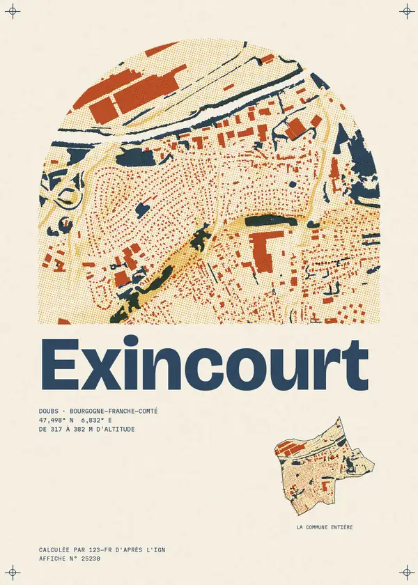 Affiche de Exincourt, calculée par 123-fr d'après l'IGN