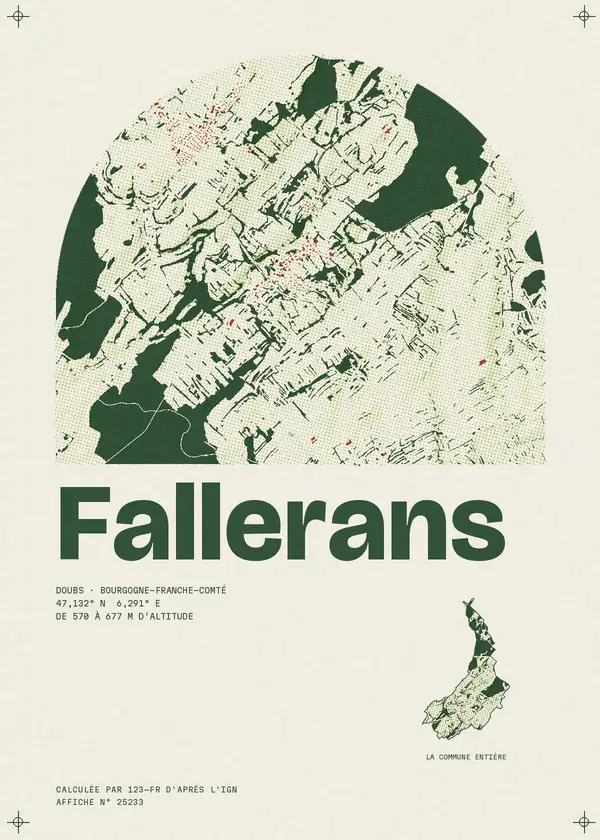 Affiche de Fallerans, calculée par 123-fr d'après l'IGN