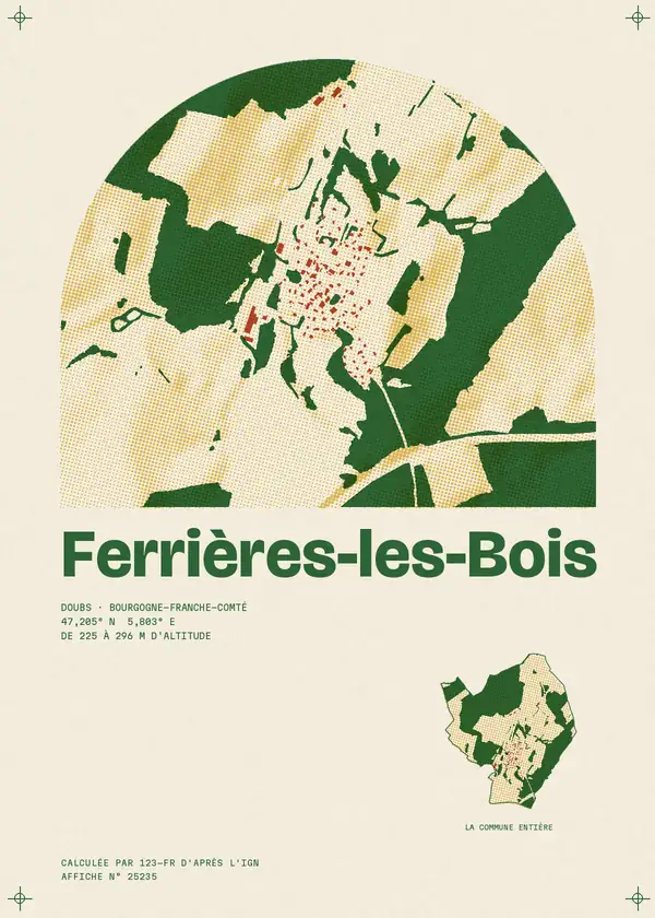 Affiche de Ferrières-les-Bois, calculée par 123-fr d'après l'IGN