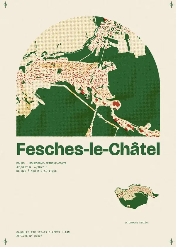 Affiche de Fesches-le-Châtel, calculée par 123-fr d'après l'IGN