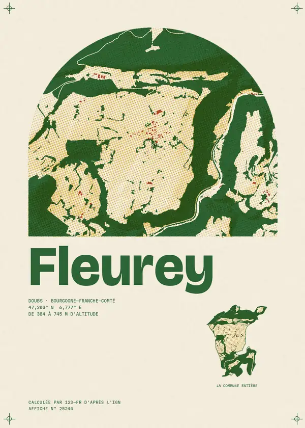 Affiche de Fleurey, calculée par 123-fr d'après l'IGN