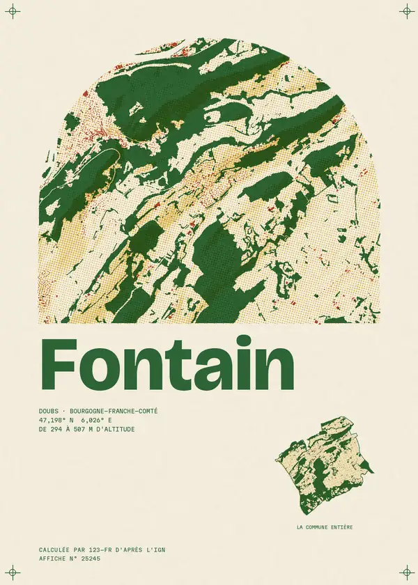 Affiche de Fontain, calculée par 123-fr d'après l'IGN