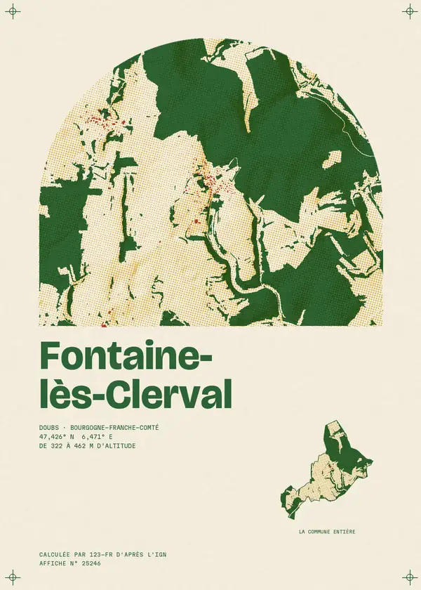 Affiche de Fontaine-lès-Clerval, calculée par 123-fr d'après l'IGN