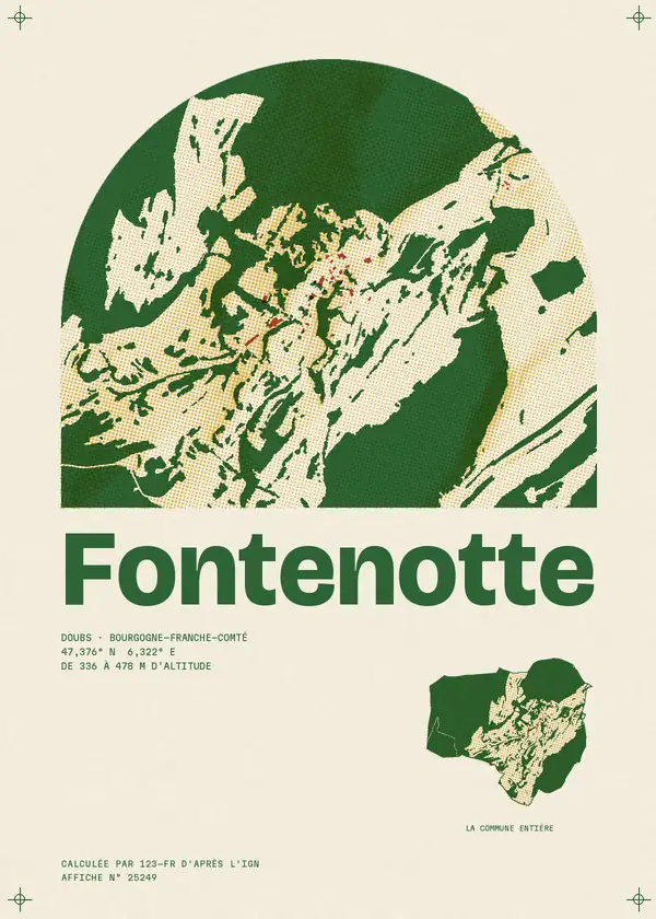 Affiche de Fontenotte, calculée par 123-fr d'après l'IGN