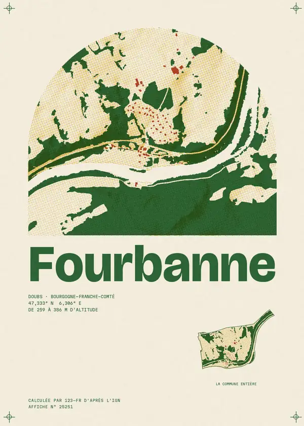 Affiche de Fourbanne, calculée par 123-fr d'après l'IGN