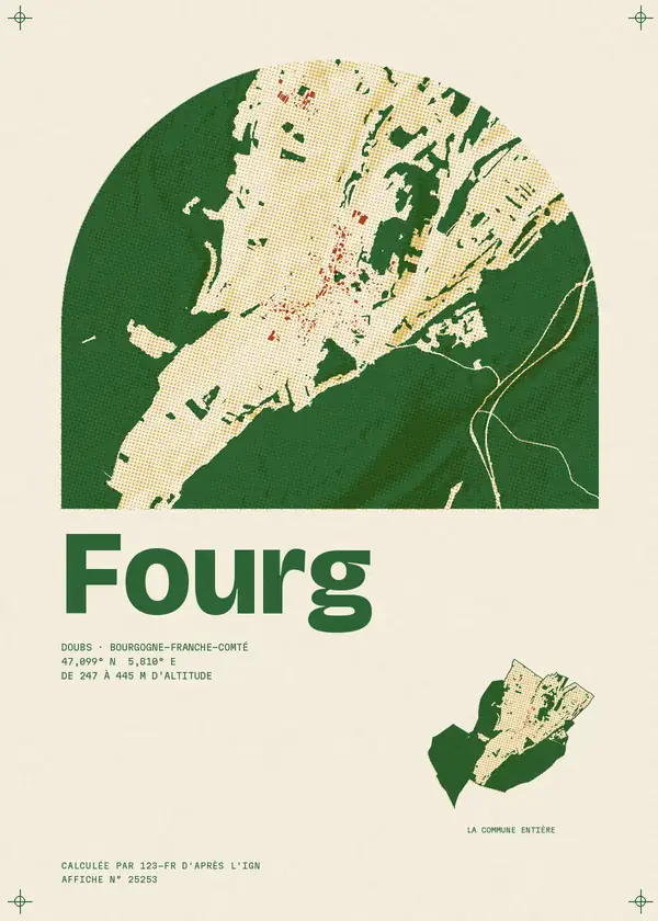 Affiche de Fourg, calculée par 123-fr d'après l'IGN