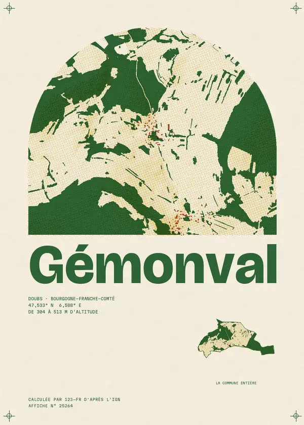 Affiche de Gémonval, calculée par 123-fr d'après l'IGN