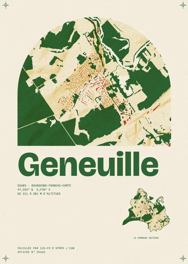Affiche de Geneuille, calculée par 123-fr d'après l'IGN