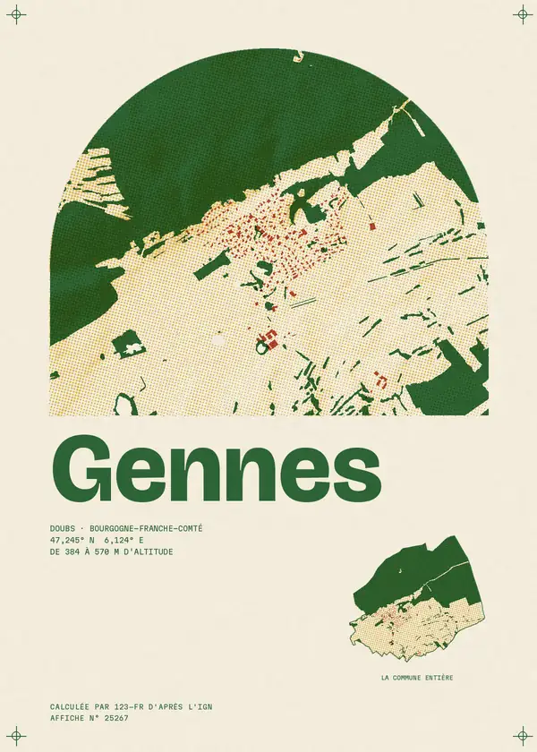 Affiche de Gennes, calculée par 123-fr d'après l'IGN