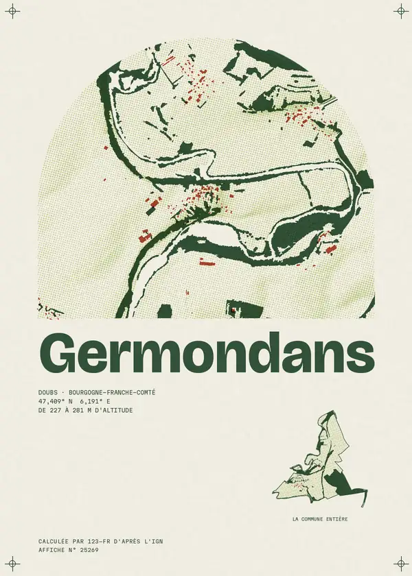 Affiche de Germondans, calculée par 123-fr d'après l'IGN