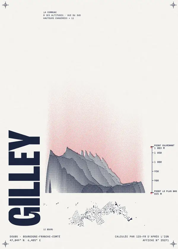 Affiche de Gilley, calculée par 123-fr d'après l'IGN