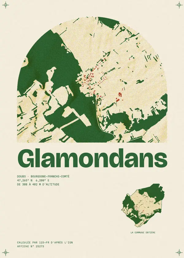 Affiche de Glamondans, calculée par 123-fr d'après l'IGN