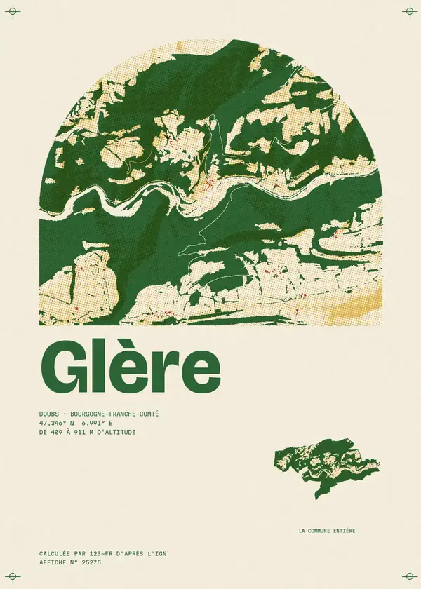 Affiche de Glère, calculée par 123-fr d'après l'IGN