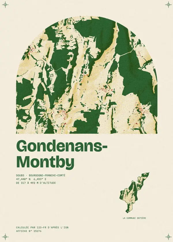 Affiche de Gondenans-Montby, calculée par 123-fr d'après l'IGN