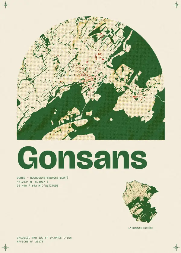 Affiche de Gonsans, calculée par 123-fr d'après l'IGN