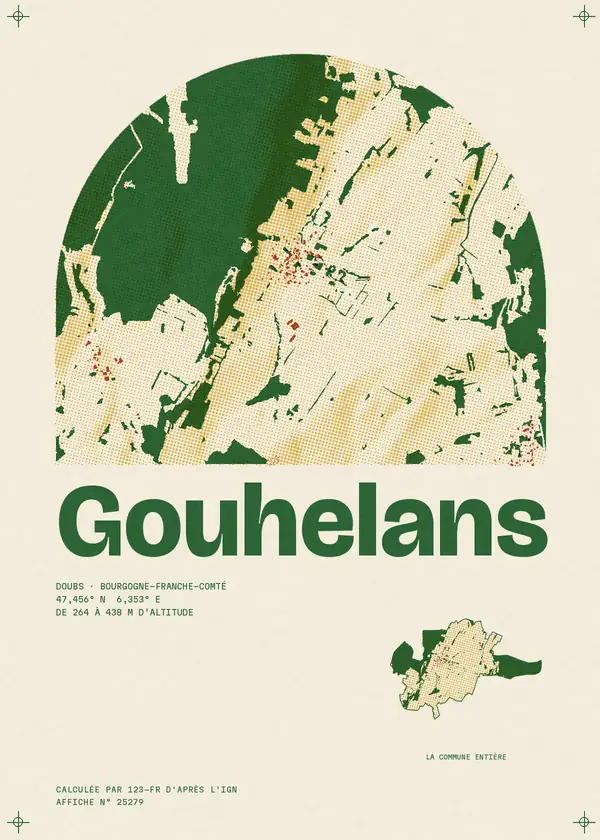 Affiche de Gouhelans, calculée par 123-fr d'après l'IGN