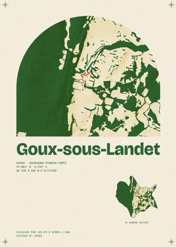 Affiche de Goux-sous-Landet, calculée par 123-fr d'après l'IGN