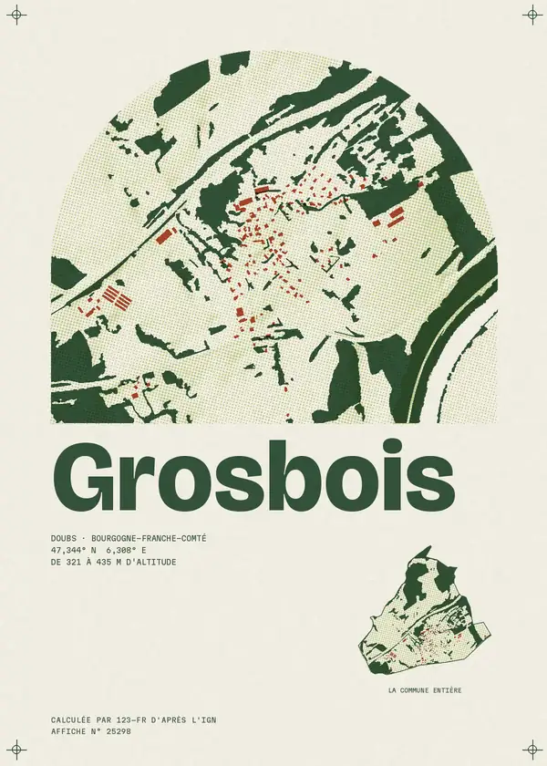 Affiche de Grosbois, calculée par 123-fr d'après l'IGN