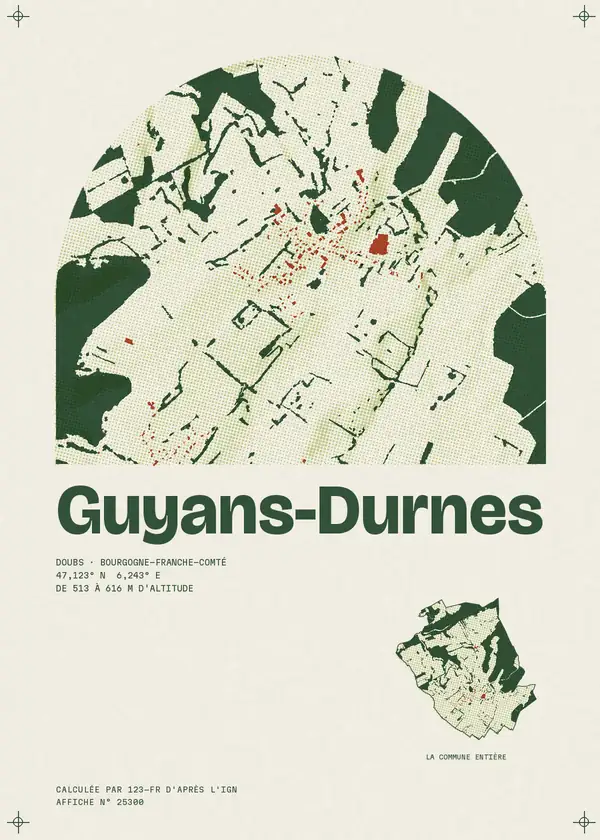 Affiche de Guyans-Durnes, calculée par 123-fr d'après l'IGN