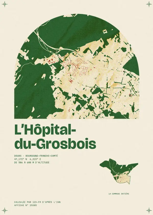 Affiche de L'Hôpital-du-Grosbois, calculée par 123-fr d'après l'IGN