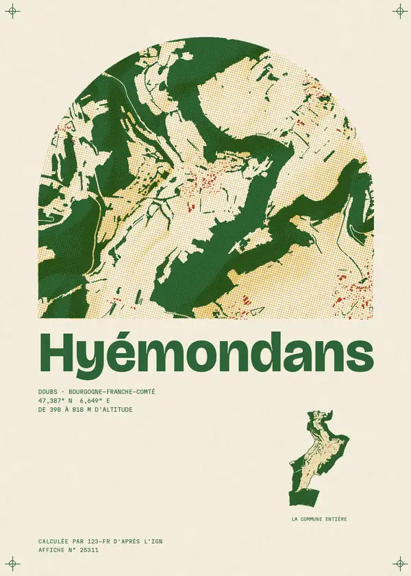Affiche de Hyémondans, calculée par 123-fr d'après l'IGN