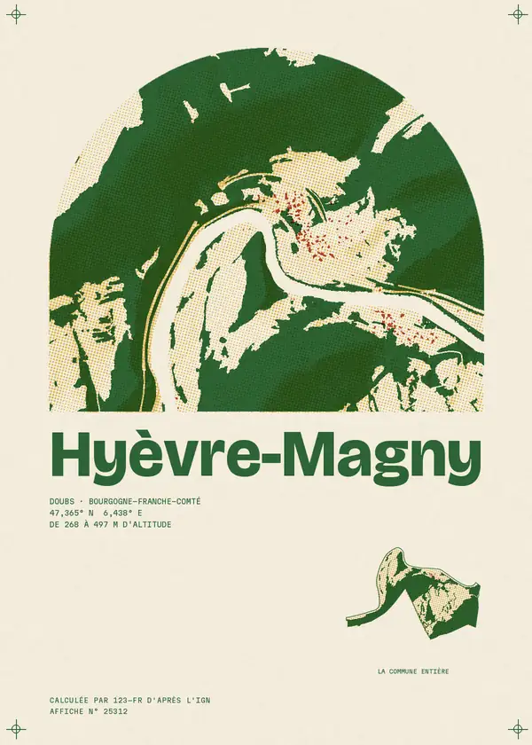 Affiche de Hyèvre-Magny, calculée par 123-fr d'après l'IGN
