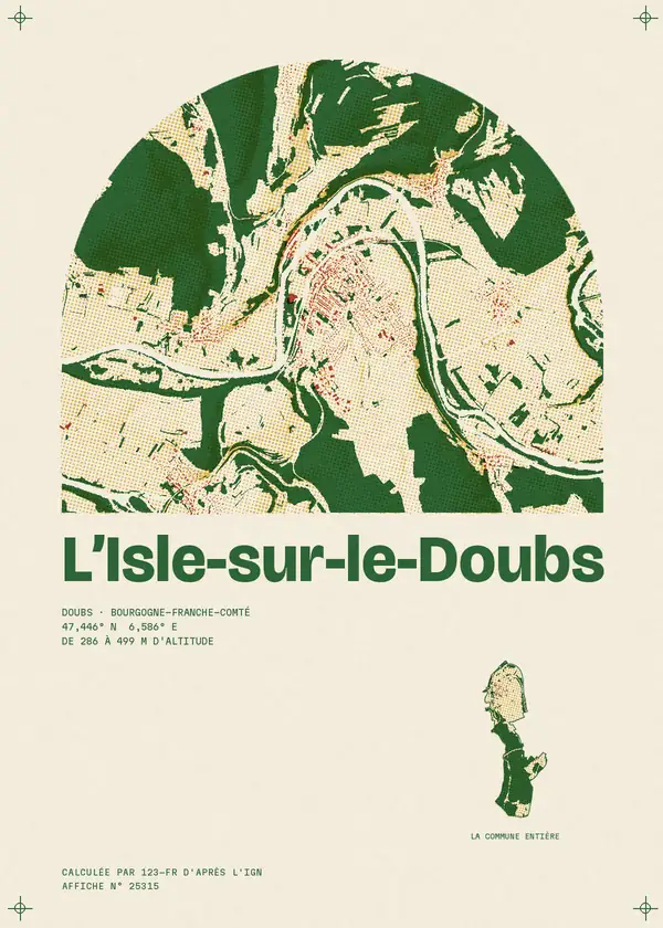 Affiche de L'Isle-sur-le-Doubs, calculée par 123-fr d'après l'IGN