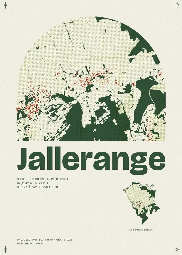 Affiche de Jallerange, calculée par 123-fr d'après l'IGN