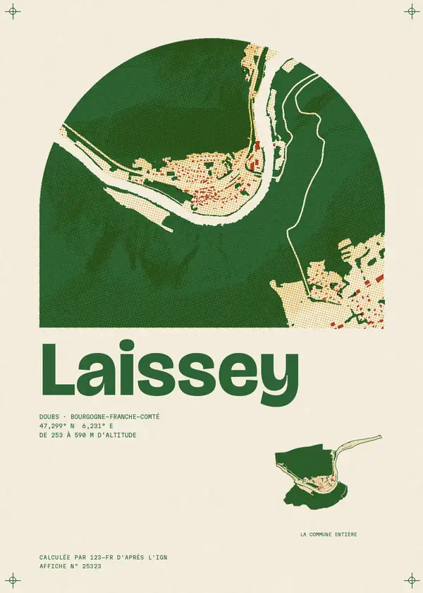 Affiche de Laissey, calculée par 123-fr d'après l'IGN