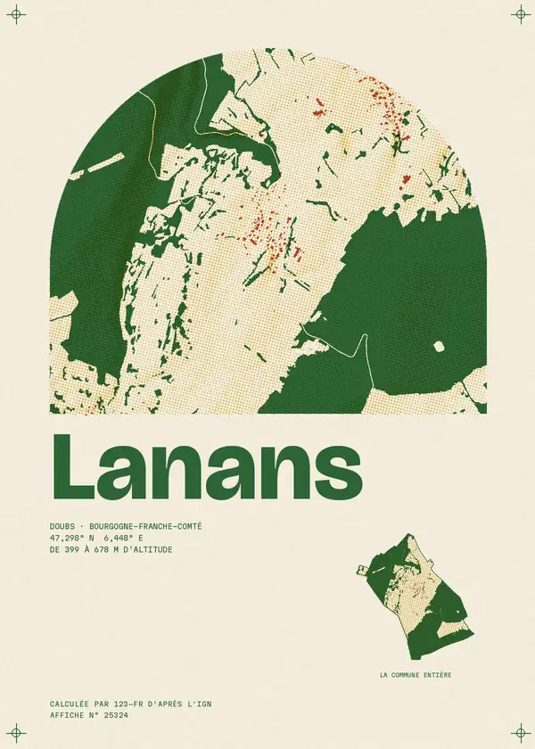 Affiche de Lanans, calculée par 123-fr d'après l'IGN