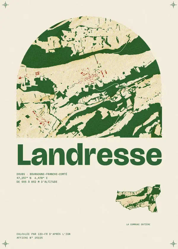 Affiche de Landresse, calculée par 123-fr d'après l'IGN
