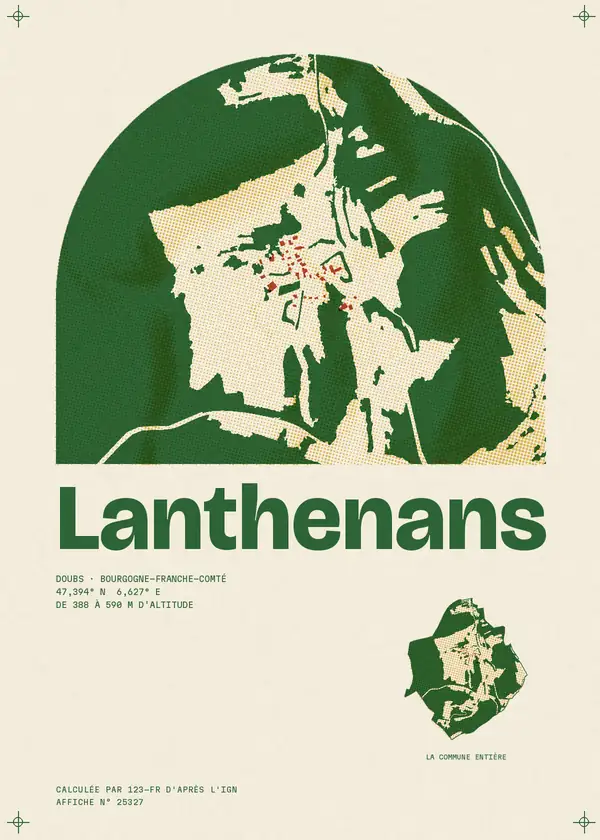 Affiche de Lanthenans, calculée par 123-fr d'après l'IGN