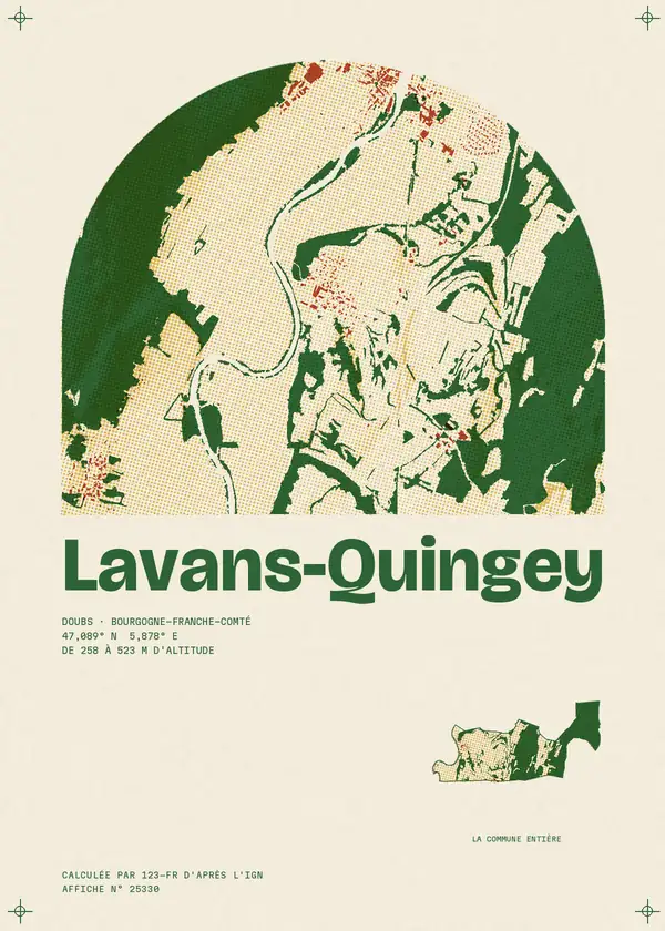 Affiche de Lavans-Quingey, calculée par 123-fr d'après l'IGN