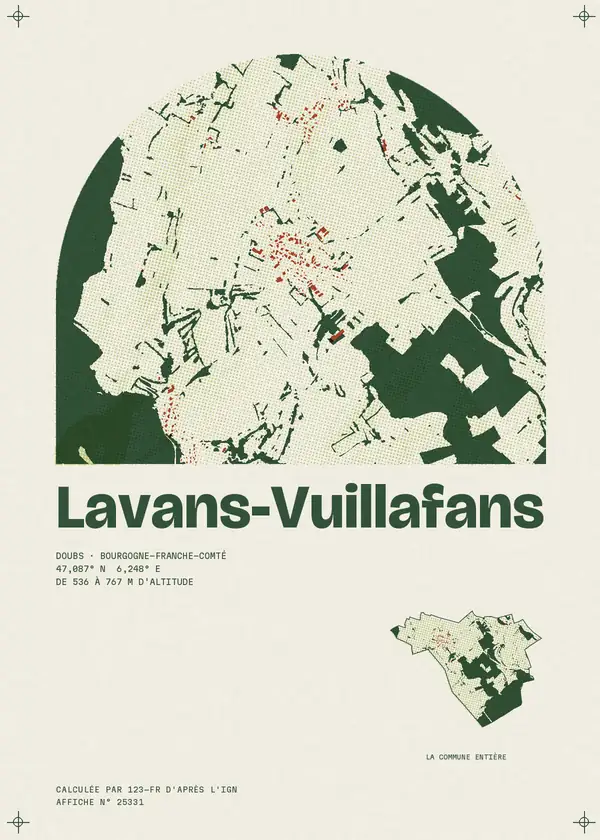 Affiche de Lavans-Vuillafans, calculée par 123-fr d'après l'IGN