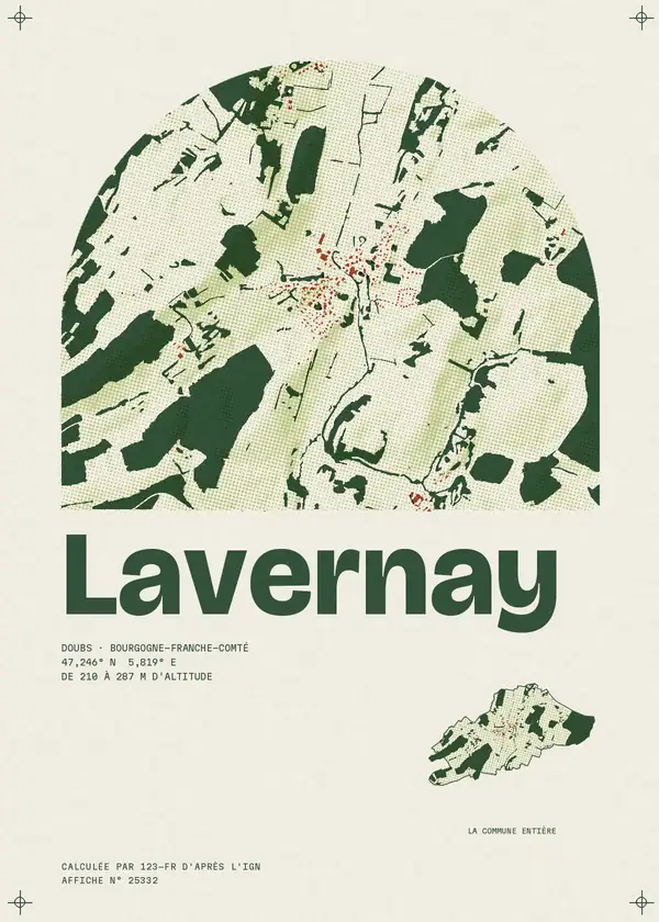 Affiche de Lavernay, calculée par 123-fr d'après l'IGN