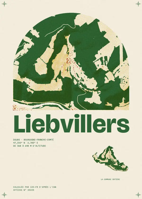 Affiche de Liebvillers, calculée par 123-fr d'après l'IGN
