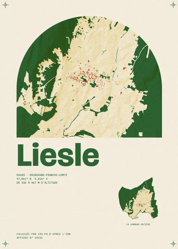 Affiche de Liesle, calculée par 123-fr d'après l'IGN