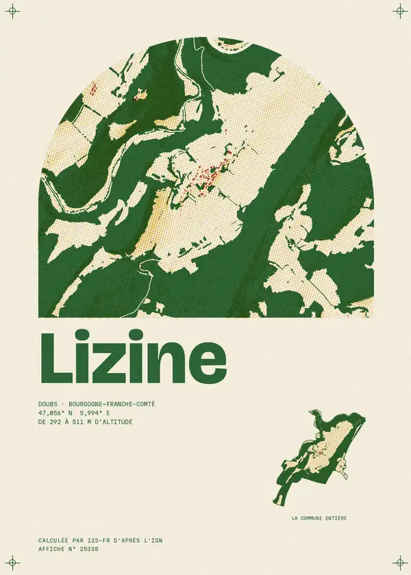 Affiche de Lizine, calculée par 123-fr d'après l'IGN