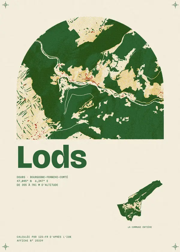 Affiche de Lods, calculée par 123-fr d'après l'IGN