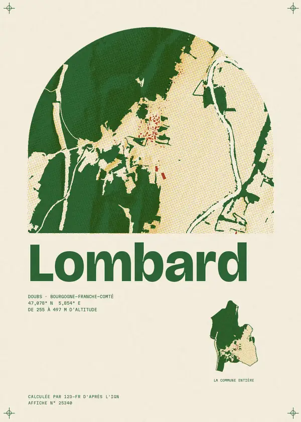 Affiche de Lombard, calculée par 123-fr d'après l'IGN