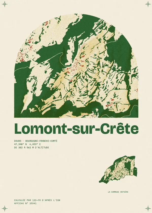 Affiche de Lomont-sur-Crête, calculée par 123-fr d'après l'IGN