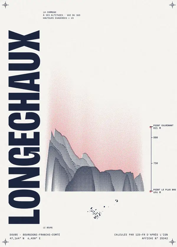 Affiche de Longechaux, calculée par 123-fr d'après l'IGN