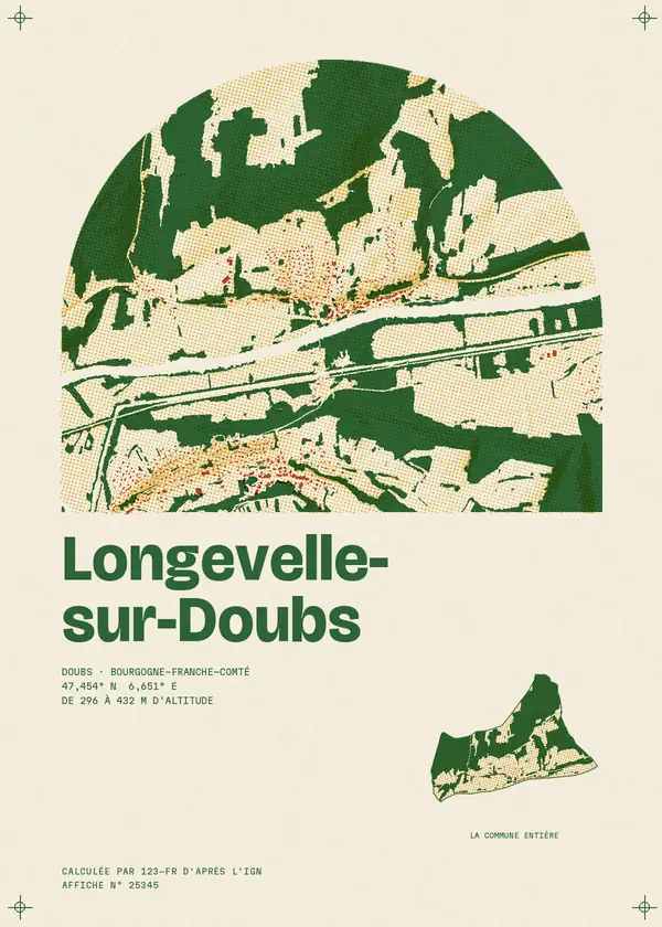 Affiche de Longevelle-sur-Doubs, calculée par 123-fr d'après l'IGN