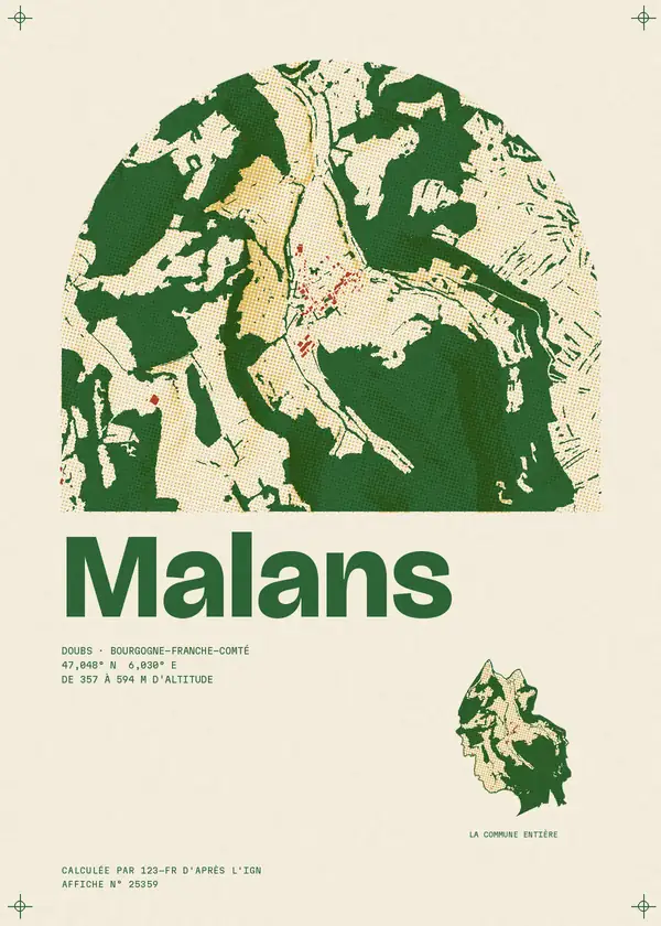 Affiche de Malans, calculée par 123-fr d'après l'IGN