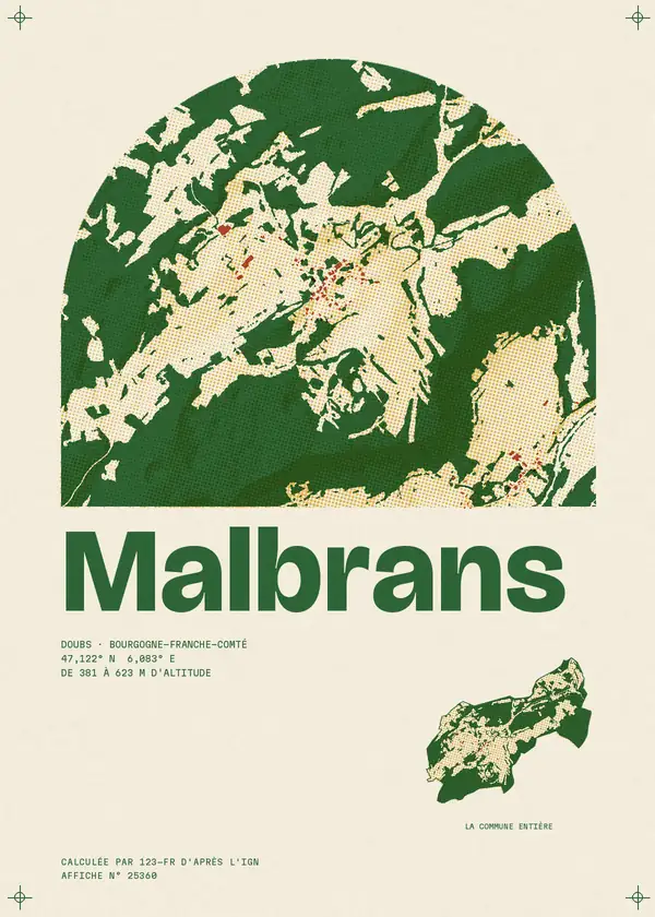 Affiche de Malbrans, calculée par 123-fr d'après l'IGN