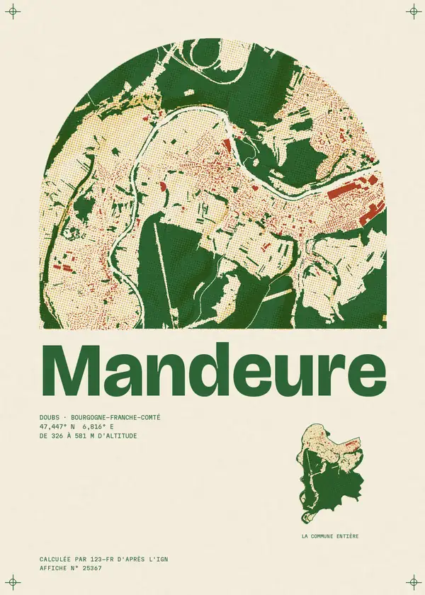 Affiche de Mandeure, calculée par 123-fr d'après l'IGN