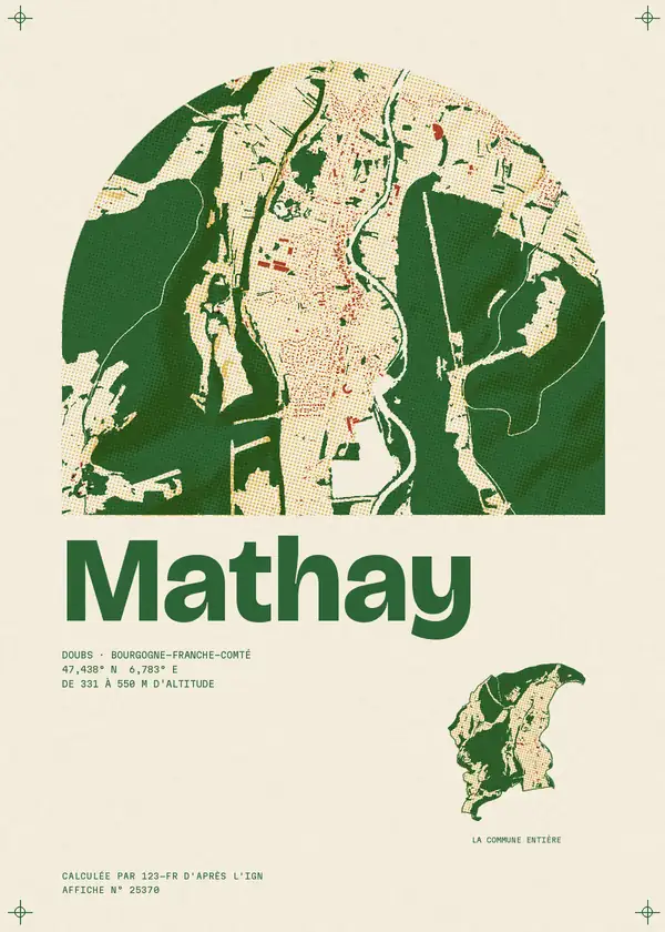 Affiche de Mathay, calculée par 123-fr d'après l'IGN